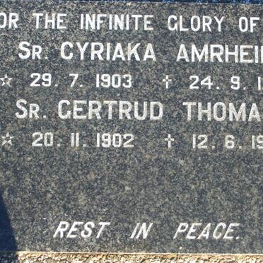 AMRHEIN Cyriaka 1903-1968 :: THOMAS Gertrud 1902-1992