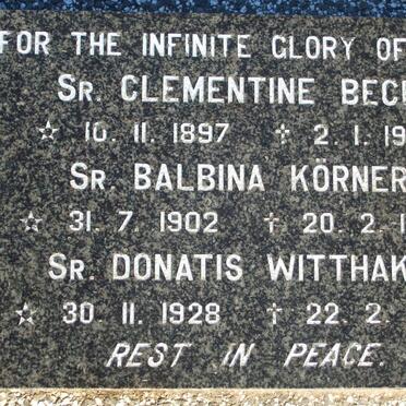 BECK Clementine 1897-1976 :: KORNER Balbina 1902-1986 :: WITTHAKE Donatis 1928-1986