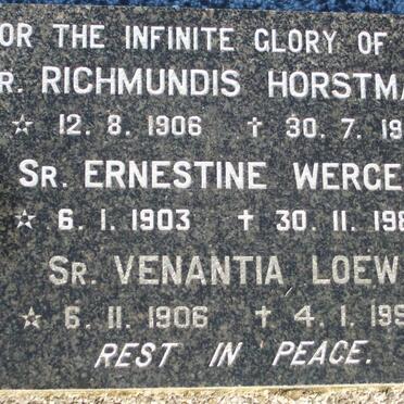 HORSTMANN Richmundis 1906-1963 :: WERGEN Ernestine 1903-1987 :: LOEW Venantia 1906-1992
