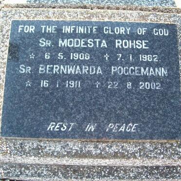 ROHSE Modesta 1908-1982 :: POGGEMANN Bernwarda 1911-2002