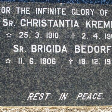KREMER Christantia 1910-1968 :: BEDORF Brigida 1906-1986