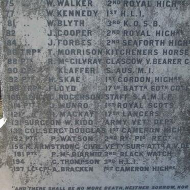 5. Presbyterian Soldiers who died in the Military Hospitals Wynberg 1899-1902