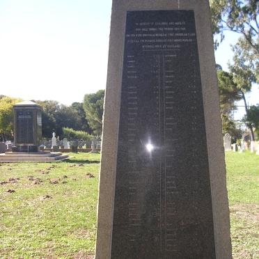 Memorial: Children &amp; Adults who died at Fort Knokke 1841-1915; remains re-interred here in 1927