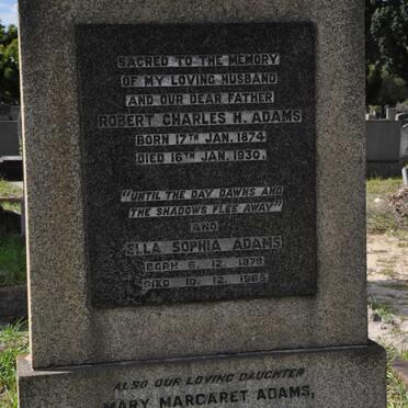 ADAMS Robert Charles H. 1874-1930 &amp; Ella Sophia 1878-1965 :: ADAMS Mary Margaret 1901-1948