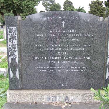 ARX Otto Albert, von 1896-1961 &amp; Marie 1895-1971