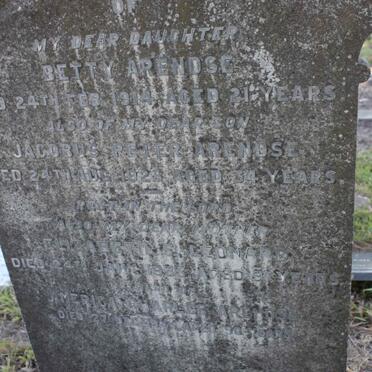 ARENDSE Betty -1914 :: ARENDSE Jacobus Peter -1925 :: LEONARD Elizabeth -1935 :: ARENDSE America Charles -1945