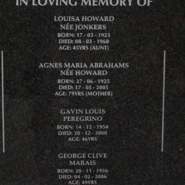 ABRAHAMS Agnes Maria nee HOWRD 1923-2005 :: HOWARD Louisa nee JONKERS 1923-1968