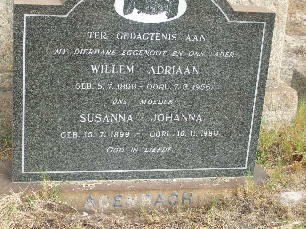 AGENBACH Willem Adriaan 1896-1956 &amp; Susanna Johanna 1899-1980