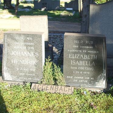 AGGENBACH Johannes Hendrik -1977 &amp; Elizabeth Isabella COETZEE -1970
