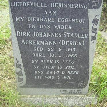 ACKERMANN Dirk Johannes Stadler 1915-1966