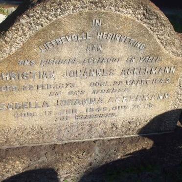 ACKERMANN Christiaan Johannes 1873-1943 &amp; Isabella Johanna -1949