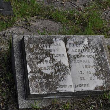ACKERMANN Petrus J. -1961 &amp; Sophia M.M. BUHR 1896-1985 :: ACKERMANN Martha J.E. -1924
