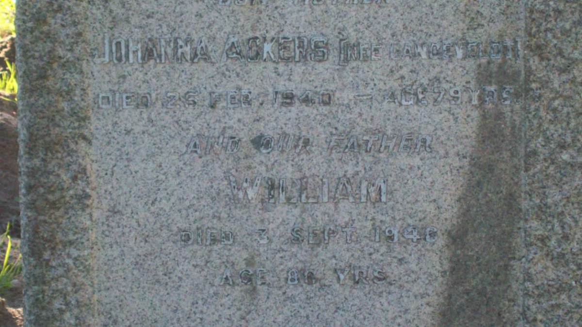 ACKERS William -1946 &amp; Johanna LANGEVELDT -1940