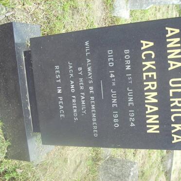 ACKERMANN Anna Ulricka 1924-1980
