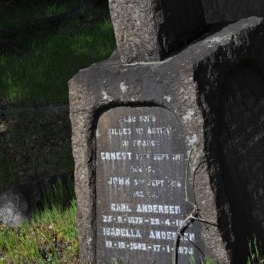ANDERSEN Carl 1873-1953 &amp; Isabella 1883-1973 :: ANDERSEN Ernest -1917 :: ANDERSEN John -1918