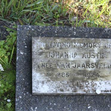 AUSTIN Johanna nee VAN JAARSVELD 1885-1924