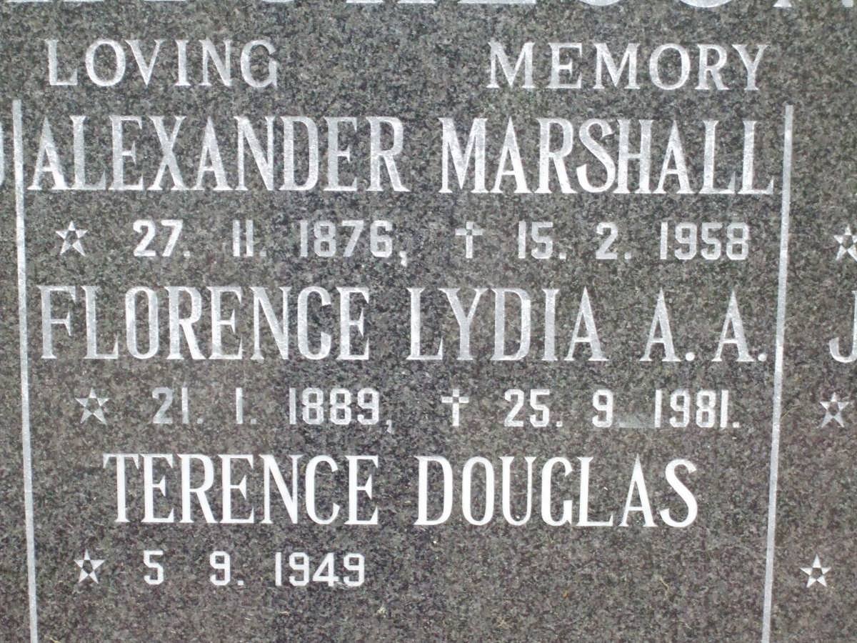 AITCHESON Alexander Marshall 1876-1958 :: AITCHESON Florence Lydia A.A. 1889-1981 :: AITCHESON Terence Douglas 1949-