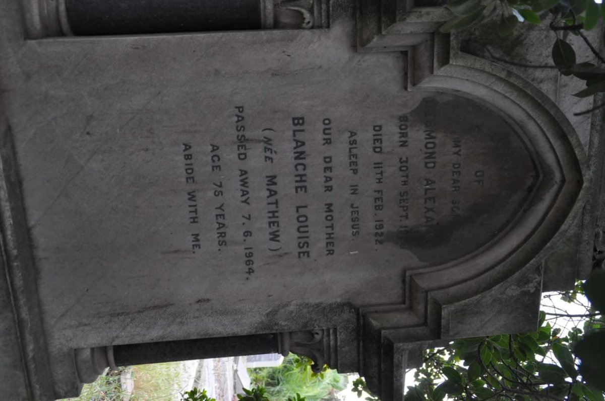 ALEXANDER Desmond 1920-1922 : ALEXANDER Blanche Louise nee MATHEW ?-1964