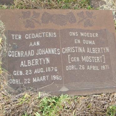 ALBERTYN Coenraad Johannes 1876-1960 &amp; Christina MOSTERT -1971