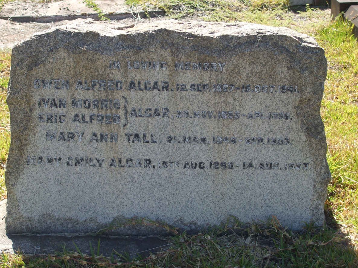 ALGAR Owen Alfred 1867-1941 :: ALGAR Ivan Morris -1896 :: ALGAR Eric Alfred -1896