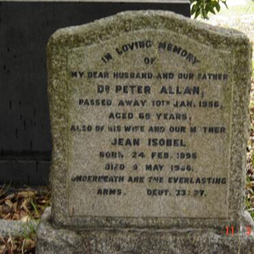 ALLAN Peter -1956 &amp; Jean Isobel 1895-1966