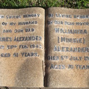 ALEXANDER James -1943 &amp; Williamina -1956