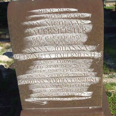 BAUERMEISTER Jan Nicolaas 1870-1959  &amp; Anna Johanna Petronella LOUW 1872-1934