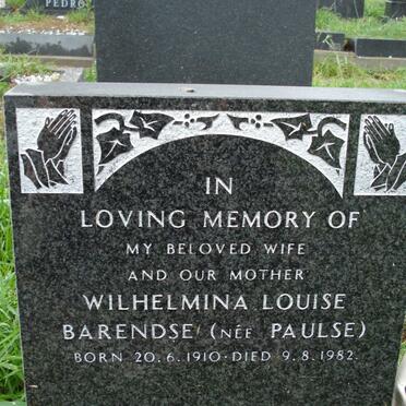BARENDSE Wilhelmina Louise nee PAULSE 1910-1982