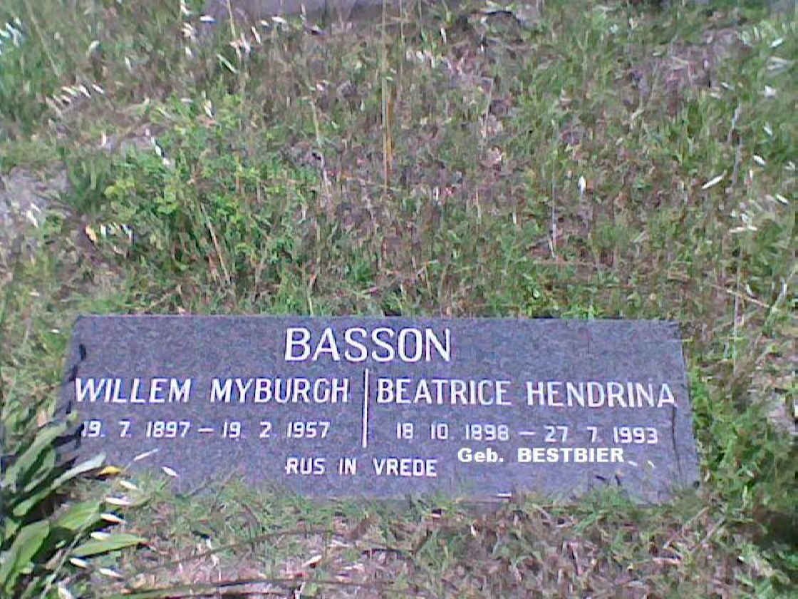 BASSON Willem Myburgh 1897-1957 &amp; Beatrice Hendrina BESTBIER 1898-1993