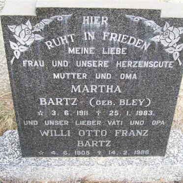 BARTZ Willi Otto Franz 1905-1986 &amp; Martha BLEY 1911-1983