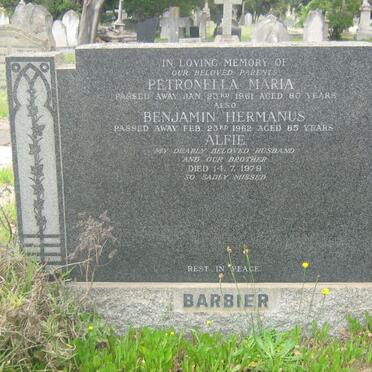 BARBIER Benjamin Hermanus -1962 &amp; Petronella Maria -1961 :: BARBIER Alfie -1979