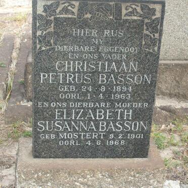BASSON Christiaan Petrus 1894-1963 &amp; Elizabeth Susanna MOSTERT 1901-1968