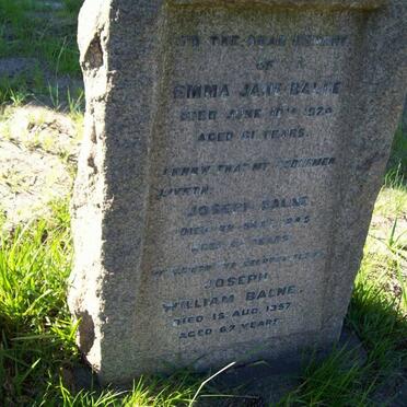 BALNE Emma Jane -1924 :: BALNE Joseph -1945 :: BALNE Joseph William -1957