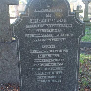 BALMFORTH Joseph 1842-1918 :: HILL Alice 1872-1955 :: HILL Bernard 1903-1988