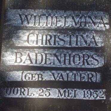 BADENHORST Wilhelmina Christina nee VALTER -1952