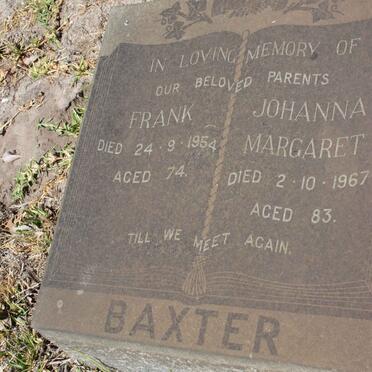BAXTER Frank -1954 &amp; Johanna Margaret -1967
