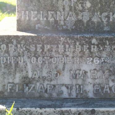 BACK Helena 1850-1897 :: BACK Mary Elizabeth
