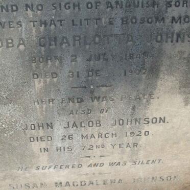 JOHNSON Jacoba Charlotta 1849-1902