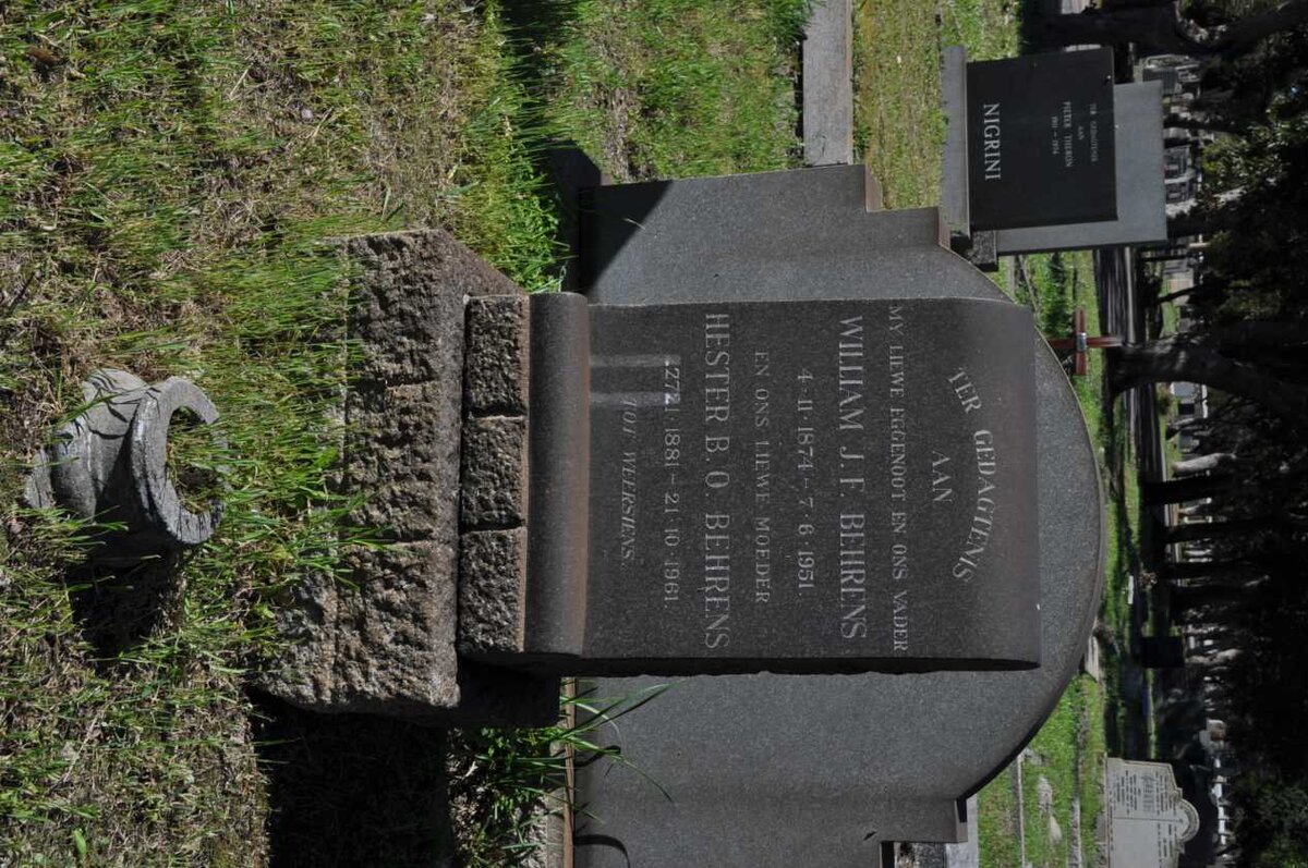 BEHRENS William J.F. 1874-1951 &amp; Hester B.O. 1881-1961