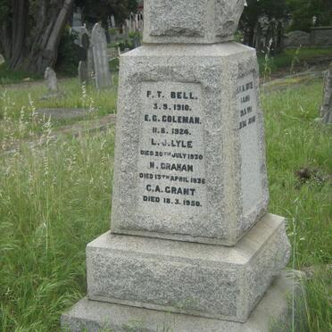 BELL F.T. -1910 :: COLEMAN E.G. -1924 :: LYLE L.J. -1930 :: GRAHAM N. -1936 :: GRANT C.A. -1950