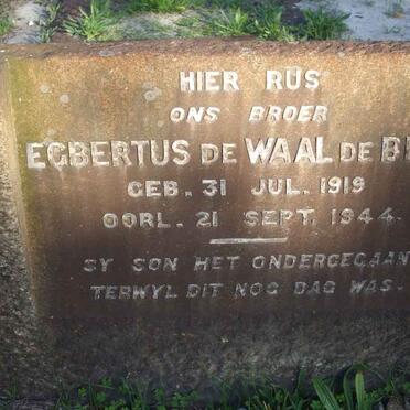 BEER Egbertus de Waal, de 1919-1944
