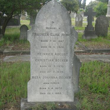 BECKER Heinrich August Christian 1870-1939 &amp; Meta Johanna HÖNCK 1872-1952 :: HÖNCK Frauken Elise 1867-1928