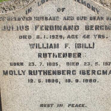 RUTHENBERG William F. 1895-1976 &amp; Molly BERGMAN 1896-1980