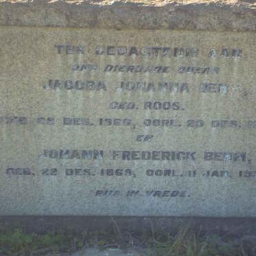 BEHM Johann Frederick 1869-1936 &amp; Jacoba Johanna ROOS 1966-1934