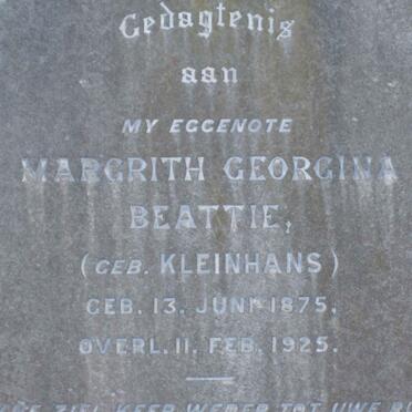 BEATTIE Margrith Georgina nee KLEINHANS 1875-1925