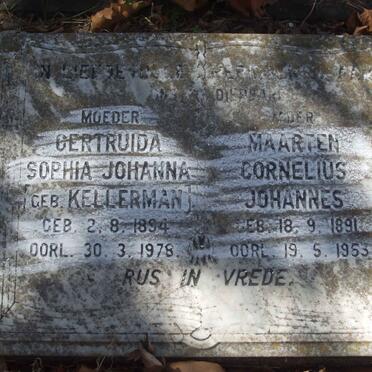 BESTER Maarten Cornelius Johannes 1891-1953 &amp; Gertruida Sophia Johanna KELLERMAN 1894-1978