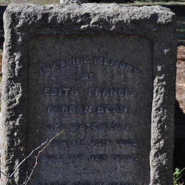 BEAN Edith Francis Gordon nee PATERSON 18?3-1920