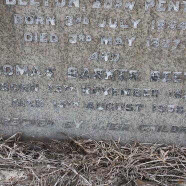 BEETON Thomas Barker 1858-1953 &amp; Margaretha Johanna Kriel PENTZ 1854-1927 