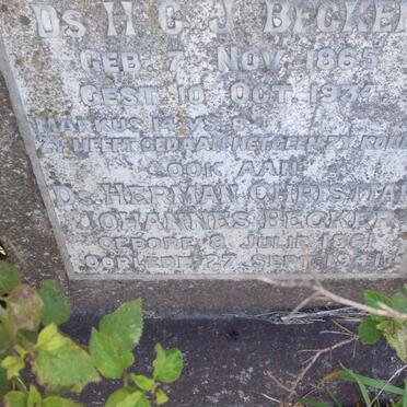 BECKER Herman Christian Johannes 1861-1941 &amp; M.P. Eleanora VAN RENEN 1865-1934