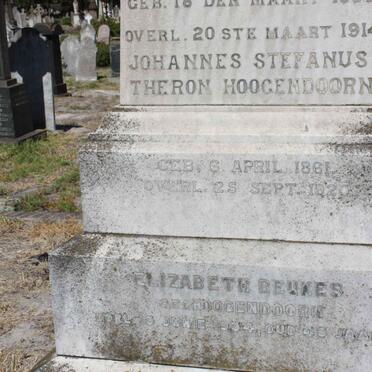 HOOGENDOORN Johannes Stefanus Theron 1861-1920 :: BEUKES Elizabeth nee HOOGENDOORN -1934